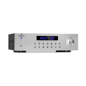 Auna AV2-CD850BT, 4-conski HiFi stereo ojačevalnik, 8 x 50 W RMS, bluetootk, USB, srebrna barva