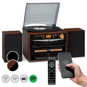 Auna 388-DAB+, stereo sistem, največ 20 W, vinilne plošče, CD, kasete, BT, FM/DAB+, USB
