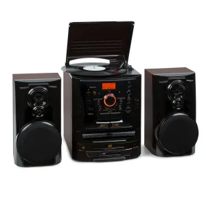 Auna Franklin, stereo sistem, gramofon, predvajalnik 3 CD-jev, BT, predvajalnik kaset, AUX, vhod USB #5111