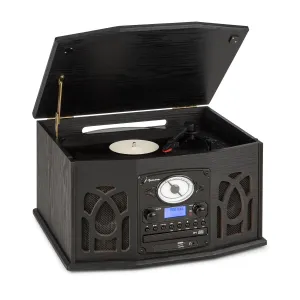 Auna NR-620, DAB, stereo sistem, les, gramofon, DAB+, predvajalnik CD, črn