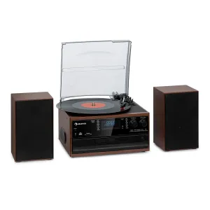 Auna Oakland DAB Plus, retro stereo sistem, DAB+/FM, funkcija BT, vinil, predvajalnik CD, predvajalnik kaset. vključno z zvočniki #3870