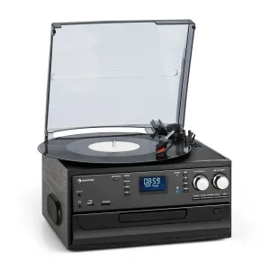 Auna Oakland DAB, retro stereo sistem, DAB+/FM, funkcija BT, predvajalnik vinilnih plošč, CD-zgoščenk in kaset #2078