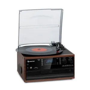 Auna Oakland DAB, retro stereo sistem, DAB+/FM, funkcija BT, predvajalnik vinilnih plošč, CD-zgoščenk in kaset #3872