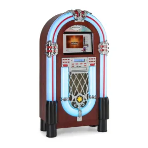 Auna Graceland Touch, jukebox, 12-palčna nadzorna plošča na dotik, WLAN, CD, BT, videz lesa