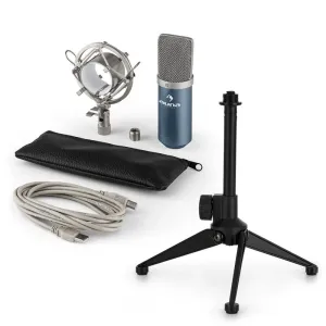 Auna MIC-900BL V1, USB mikrofonski set, moder kondenzatorski mikrofon +namizno stojalo