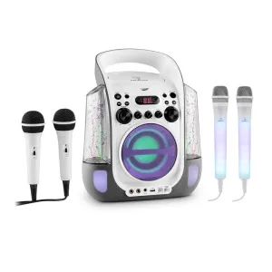Auna Kara Liquida siva barva + Dazzi set mikrofonov, naprava za karaoke, mikrofon, LED osvetlitev