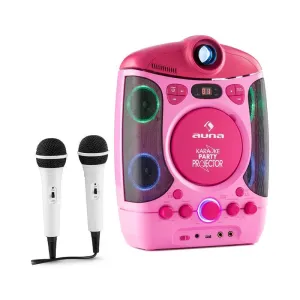 Auna KARA PROJECTURA, rožnata barva, karaoke sistem z projektorjem, LED-lightshow