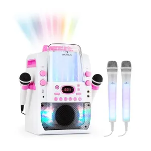 Auna Kara Liquida BT roza barva + Dazzi set mikrofonov, naprava za karaoke, mikrofon, LED osvetlitev