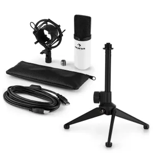 Auna MIC-900WH V1, USB mikrofonski set, bel kondenzatorski mikrofon + namizno stojalo
