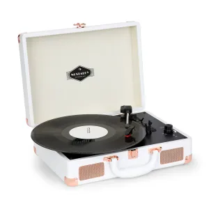 Auna Nostalgy by auna Peggy Sue Retro, gramofon, plošče, USB AUX, bela/rožnato-zlata