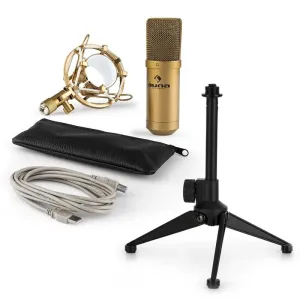 Auna MIC-900GV1, USB mikrofonski set, zlat kondenzatorski mikrofon + namizno stojalo