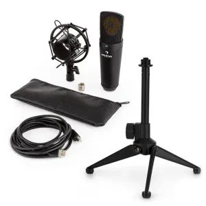 Auna MIC-920B USB mikrofonski set V1- črni veliko membranski mikrofon in namizno stojalo