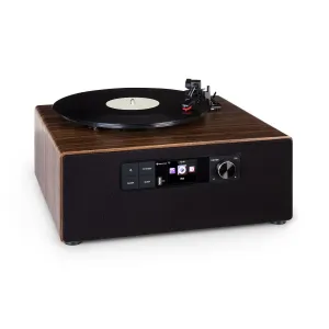 Auna Connect Vinyl Cube, gramofon, 40 W maks., internet / DAB + / FM, USB, rjav
