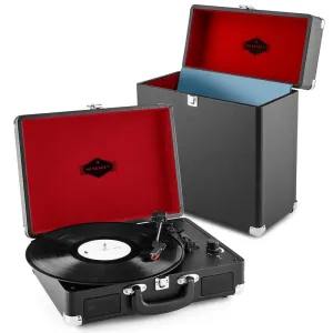 Auna Peggy Sue Record Collector Set Črni Retro Gramofon/Kovček za gramofonske plošče