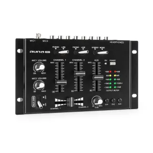 Auna Pro TMX-2211, MKII, DJ-Mixer, 3/2 kanalni, crossfader, talkover, montaža za rack, črna barva