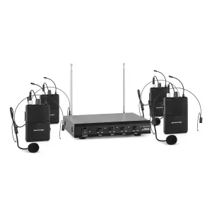 Auna Pro VHF-4-HS 4-Kanalni VHF, Set mikrofonov, 4 x Headset 100m