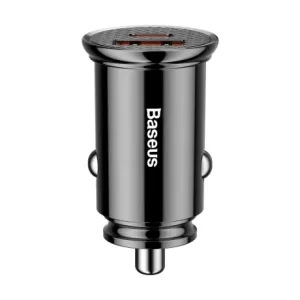 Baseus Circular USB / USB-C 30W avtomobilski adapter, Črna #136292