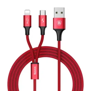 Baseus Rapid 2in1 kabel USB - Lightning / Micro USB 3A 1.2m, rdeč #136125