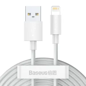 Baseus Simple Wisdom 2x kabel USB / Lightning PD 2.4A 1.5m, bela #136097