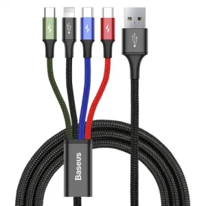 Baseus 4in1 kabel USB - 2x USB-C / Lightning / micro USB 3.5A 1.2m, črna #136265