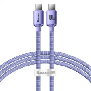 Baseus Crystal Shine kabel USB-C / USB-C 5A 100W 1.2m, vijolična #135957
