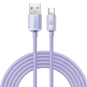 Baseus Crystal Shine kabel USB / USB-C 5A 100W 2m, vijolična #135954