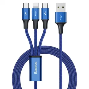 Baseus Rapid 3in1 kabel USB - USB-C / Lightning / micro USB 3.5A 1.2m, modro #135997