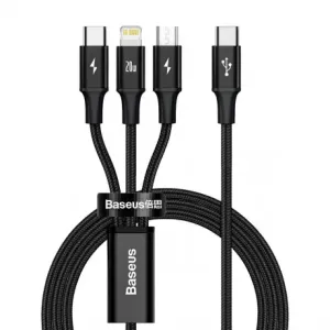 Baseus Rapid kabel USB-C - Micro USB / Lightning / USB-C PD 20W 1.5m, črna #149997
