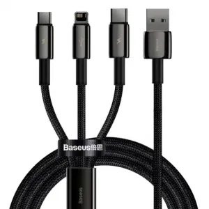 Baseus Tungsten 3in1 kabel USB - Lightning / USB-C / Micro USB 3.5A 1.5m, črna #135973