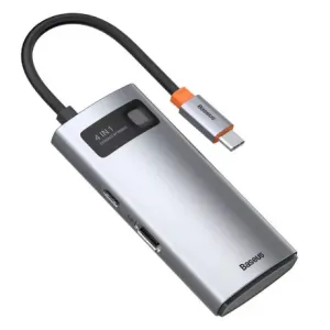 Baseus Metal Gleam HUB adapter USB-C - USB-C PD 100W / HDMI 4K / 1x USB 3.2 / 1x USB 2.0, siva #135967
