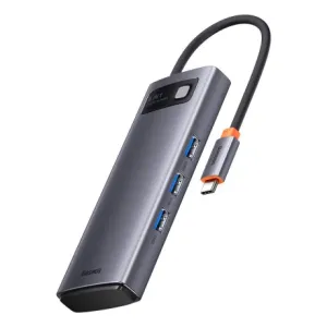 Baseus Metal Gleam USB-C HUB adapter 3x USB 3.2 / 2x HDMI 4K, siva #136164