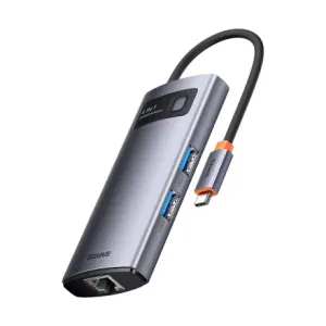 Baseus Metal Gleam USB-C HUB adapter 3x USB 3.2 / RJ45, siva #136177