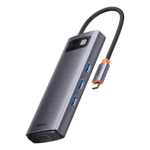 USB Hub Hub 6in1 Baseus Metal Gleam Series, USB-C to 3x USB 3.0 + HDMI + USB-C PD + VGA