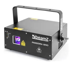 Beamz Pandora 1200 TTL Laser RGB 12/23 DMX-kanali, Laserski razred 4, črna barva