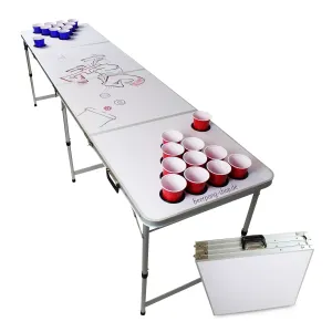 BeerCup Backspin, komplet z mizo za beer pong, bel, DIY, stojala, stojalo za žogice, 6 žogic