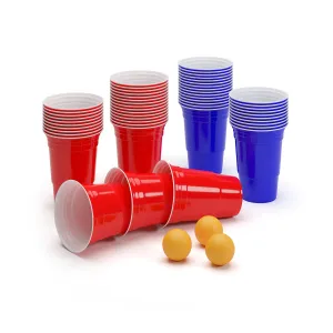 BeerCup Nadal 16 Oz, komplet rdečih in modrih kozarcev za zabavo, dve barvi, vključno z žogicami in pravili #173272
