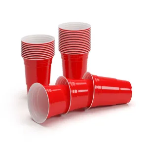 BeerCup Nadal Classics, rdeči kozarci za zabave, 16 oz, 473 ml, za večkratno uporabo, trdni #173270