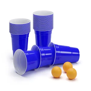 BeerCup Williams, modri Party kozarci za beer pong, v stilu ameriških univerz, 473 ml, žogice in pravila #4374