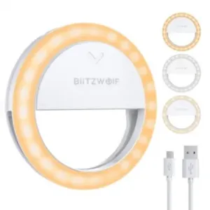 Blitzwolf BW-SL0 Selfie Ring krožka LED svetloba na mobil, belo #136361