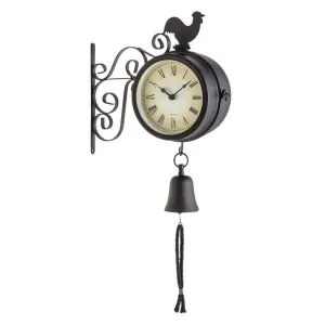Blumfeldt Early Bird, vrtna stenska ura, termometer, 28 x 34 x 10 cm, zvonec, retro