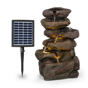 Blumfeldt Savona, solarna fontana, 2,8 W, poliresin, 5 ur, akumulator, LED osvetlitev, videz kamna