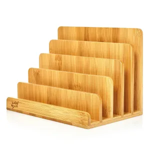 Blumfeldt Stojalo za pisma s 5 predelki, A4, 25 × 17,5 × 16 cm, stoječe ali ležeče, bambus