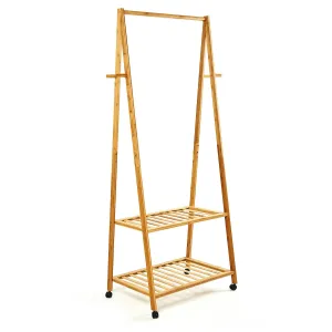 Blumfeldt Obešalnik, stojalo za oblačila, 4 koleščki, 2 polički, 60 x 162 x 42,5 cm, 100 % bambus