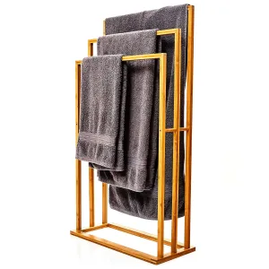 Blumfeldt Stojalo za brisače, 3 palice za brisače, 55x100x24cm, stopničasta oblika, bambus