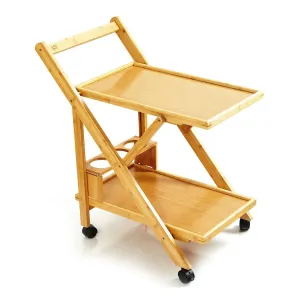 Blumfeldt Servirni voziček, 2 polici, 4 koleščki, 66x70x40,5 cm (ŠxVxG), bambus