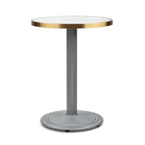 Blumfeldt Patras Jewel, miza iz marmorja, secesijski slog, Ø: 57,5 cm, višina: 75 cm, podstavek iz litega železa