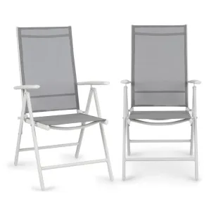 Blumfeldt Almeria, zložljivi stol, set 2 kosov, 56,5 x 107 x 68 cm, ComfortMesh, aluminij, bel
