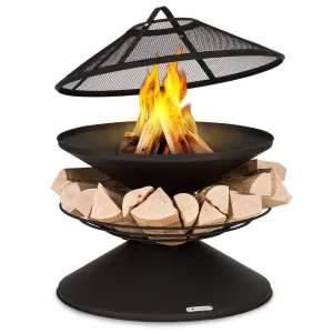 Blumfeldt Aguilera, ognjišče z žarom, Ø 65 cm, predal za les, jeklo #5317