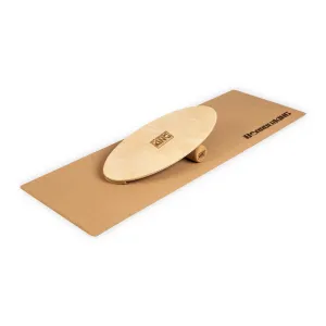 BoarderKING Indoorboard Allrounder, ravnotežna deska, podloga, valj, les/pluta, naravna #3358