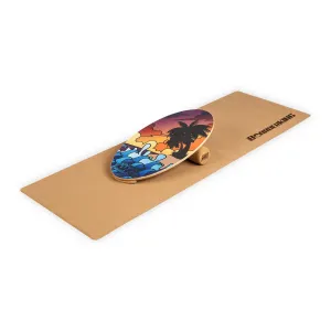 BoarderKING Indoorboard Allrounder, ravnotežna deska, podloga, valj, les/pluta, naravna #3357